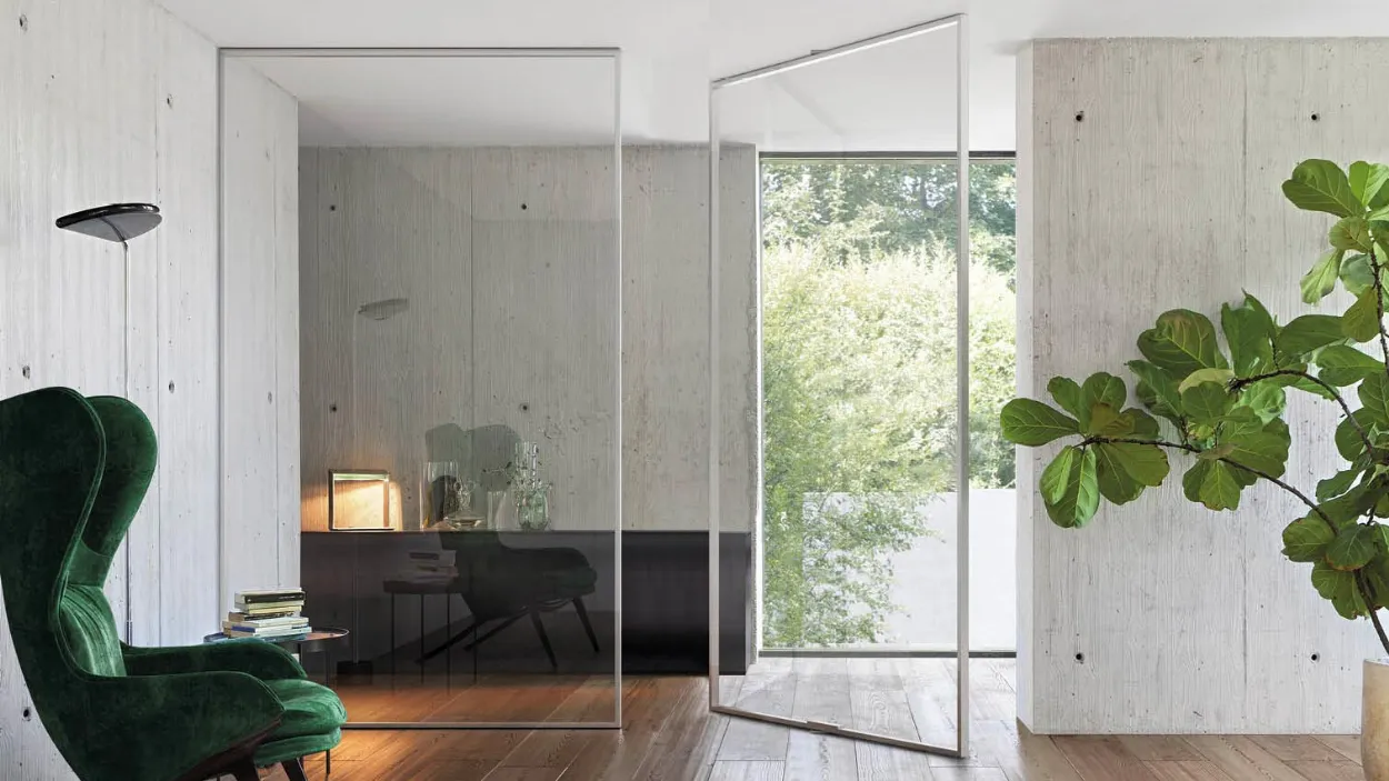 pivot glass door with partition