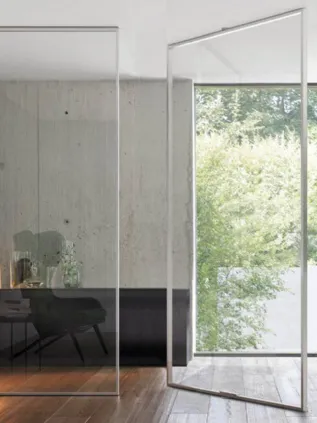 pivot glass door with partition